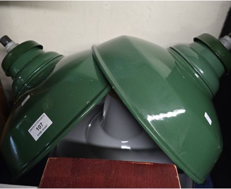 3 ENAMELLED BENJAMIN STYLE INDUSTRIAL PENDANT LAMP SHADES     