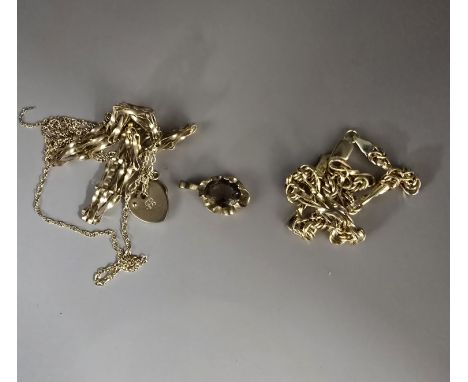 9CT GOLD GATE STYLE HEART SHAPED PADLOCK BRACELET, 9CT GOLD NECK CHAIN, 9CT GOLD BRACELET, 9CT GOLD MOUNTED STONE SET PENDANT