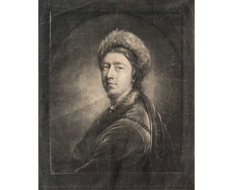 Nathaniel Hone ( 1718 - 1784) Self PortraitMezzotint174736x26cmIn handsome, pollard oak frame (55.5x49.5cm)