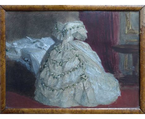 Attributed to George Housman THOMAS (1824-1868) The 1863 wedding dress worn by Princess Alexandra, Princess of Wales, waterco