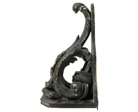 An 18th-century rococo pine bracket Finely carved and painted black 33.5cm highEila Grahame, Church StreetThis beautifully ca