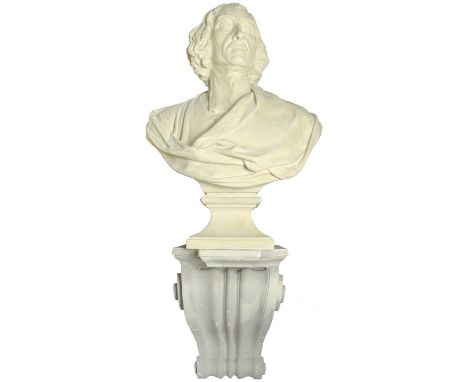 After Louis Francois Roubiliac (1702-1762) Early 19th century plaster bust of the naturalist John Wray (1627-1705)After the t