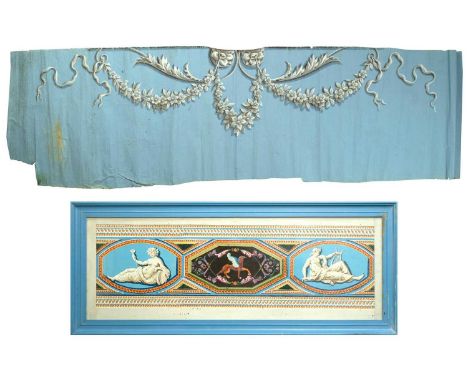 Wallpaper  Six panels of 19th-century paper cut from a roll of classical frieze, 26x75cm and a little largerPlease note that 