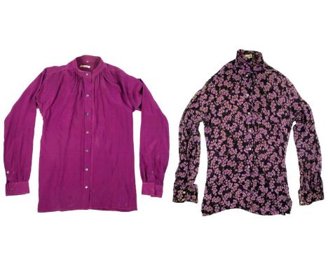 A silk Yves Saint Laurent Rive Gauche blouse and a Thea Porter floral chiffon shirt  Both with the designers labels  Floral s