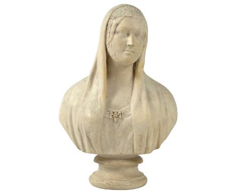 Alfred, Count D'Orsay 1801-1852 Plaster bust of Marguerite Gardiner, Countess of Blessington.Signed and dated 1849, indistinc