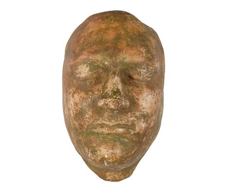 Death mask of Henry Dainton in a sarcophagus wooden box The plaster mask inscribed to the reverse 'Henry Dainton Shepton Mall