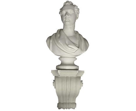 E H Stubbs & Son Plaster bust of Lord ByronEarly 20th centuryHeight 55cm, on scrolling bracket, height 32cm