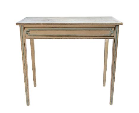 A pine sidetable Painted to simulate inlays and veneers of the Hepplewhite period 82.5cm wideWe believe this table to be from