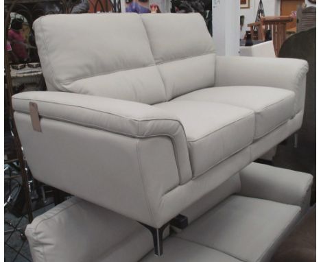 GIANNI SOFA, two seater, leather, in light grey, 116cm x 94cm H x 84cm. 