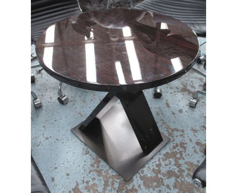 ARMANI CASA LAMP TABLE, circular rosewood top in satin black finish bears label, 64cm x 62cm H. (slight surface scratches)