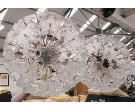 CHANDELIERS, a pair, Sputnik flower globe, 45cm H. (2)