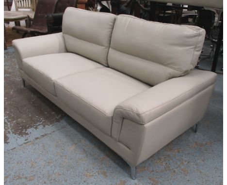 GIANNI SOFA, three seater, in light grey leather, 196cm x 94cm H x 84cm. 