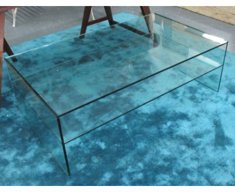 LOW TABLE, glass, with open shelf, 120cm L x 70cm W x 40cm H. 