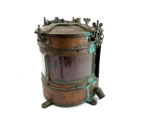 A half round copper ship's light, height 14ins