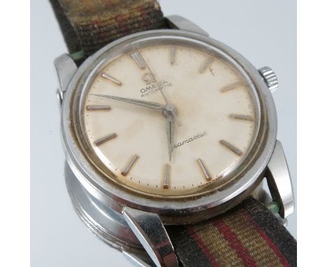 Omega Seamaster, a gentleman's automatic steel wrist watch, the white dial with steel and luminous dot batons, luminous steel