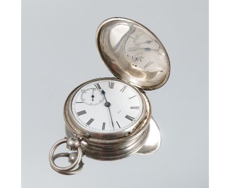 A Victorian silver hunter pocket watch,&nbsp;Army &amp; Navy, 117 Victoria Street, London, the white enamel dial numbered 267