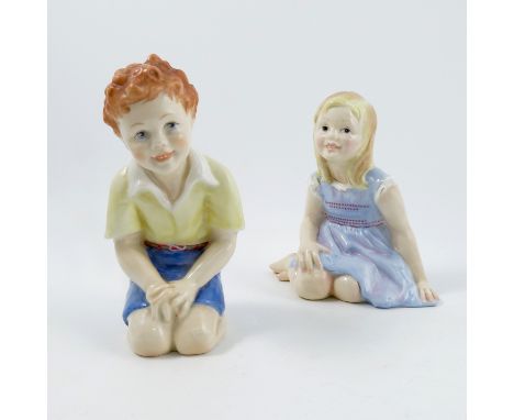 A very rare pair of Royal Worcester figures, Punch and Judy, modelled by Freda Doughty, shape nos.3488 and 3499, dated 1957 a