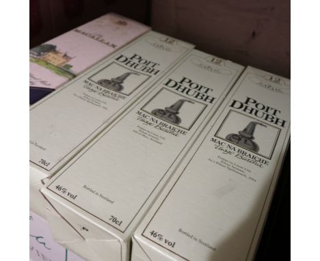 Three bottles of Poit Dhubh 12 Year Old Malt Scotch Whisky, in original green boxes