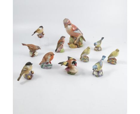 A collection of Royal Worcester bird models, by Eva Soper, comprising a large gloss finish Jay, dated 1939, a gloss finish bl
