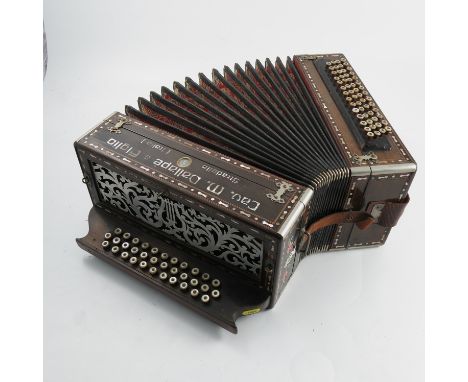 A Cav M Dallape &amp; Figlio Stradella (Italia) piano accordion, with mother of pearl inlay, silver plated mounts and mother 