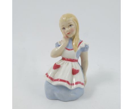 A Royal Worcester figure, of Alice, from the Alice in Wonderland Series by Freda Doughty, shape no. 3608, dated 1957Condition