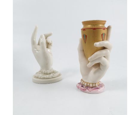 A Royal Worcester spill vase, Mrs Hadley's Hand, having gold decoration in the Christopher Dresser manner, together with a si
