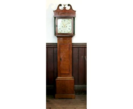 A 19th century long case clock, with painted dial, having second hand sweep and date aperture, signed R Summerhays, Ilminster