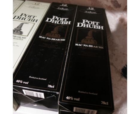 Two bottles of Poit Dhubh 12 Year Old Malt Scotch Whisky, in original black boxes