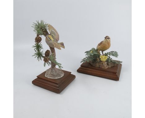 Two Royal Worcester limited edition models of birds, Goldcrest and Larch, no. 62, and Meadow Pipit and Silverweed, no. 125, b