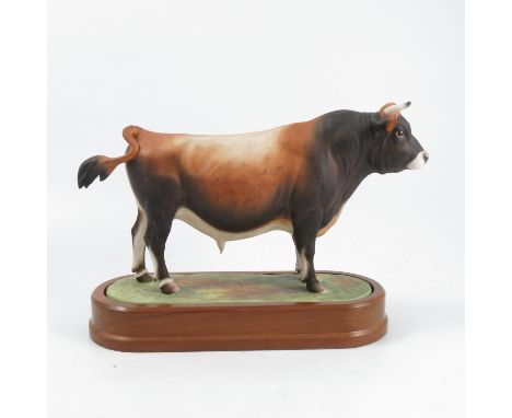 A Royal Worcester limited edition model, Jersey Bull, modelled by Doris Lindner, numbered 470/500, with plinth and certificat