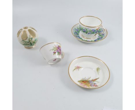 A Royal Worcester breakfast cup and saucer, painted with convolvulus, unmarked but probably Kerr and Binns, a Royal Worcester