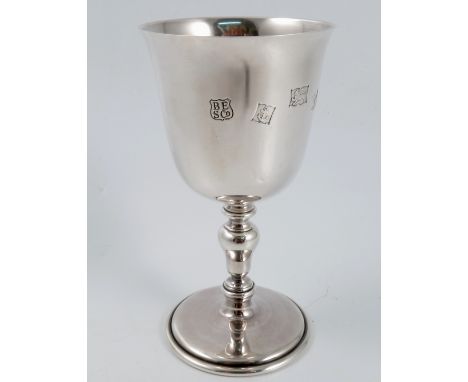 A silver goblet, engraved with the City of Worcester coat of arms and AD1621-AD1971, number 164, Birmingham 1971, weight 4oz,