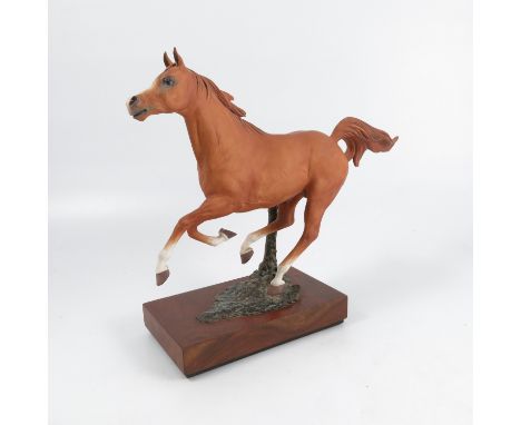 An Albany China model, of an Arab Stallion, modelled by David Lovegrove, on wooden base, with certificateCondition Report:  I