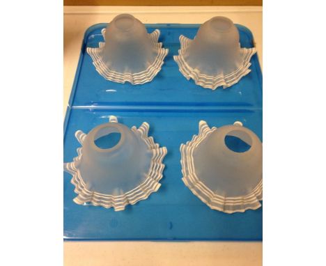 4 matching glass white frilled rim 'handerkerchief' style lamp shades.