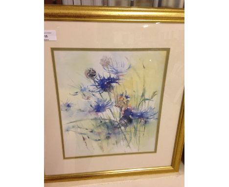 A framed & glazed print of thistles 49 x 46cm.