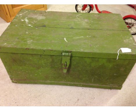 Green painted wooden trunk/box.