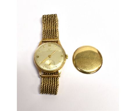 OMEGA 9CT GOLD GENTS WRISTWATCH 9ct gold 31mm diameter case, manual wind movement, 17 jewels, serial number, 12729462, Dennis