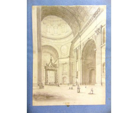[ARCHITECTURE] A collection of approximately 119 mounted topographical and architectural sketches, circa 1840s, mainly Italia
