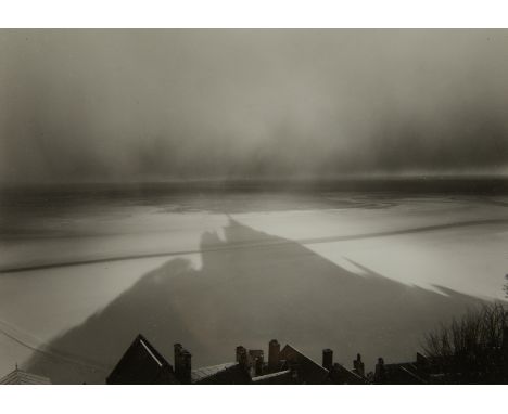 William Clift (American, b. 1944). Silver gelatin print photograph titled "Shadow, Mont St. Michel, France" depicting a shado