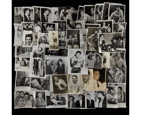Group of 84 boxing related silver gelatin prints and original vintage photographic reproductions form the archives of the Sta