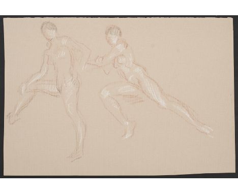 Paul Cadmus (American, 1904-1999). Crayon on paper drawing depicting two female nude studies.Provenance: Estate of Paul Cadmu