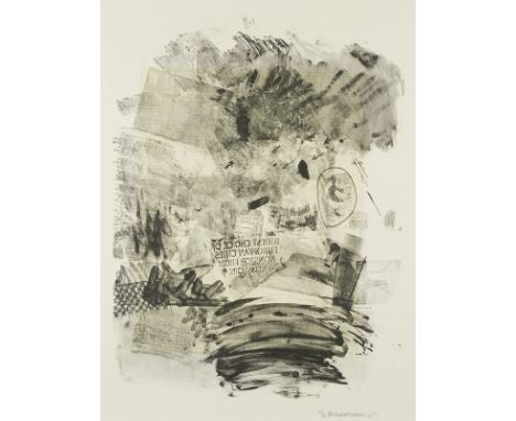Robert Rauschenberg (American, 1925-2008). Lithograph on BFK Rives paper titled "Lawn" depicting Rauschenberg's signature col