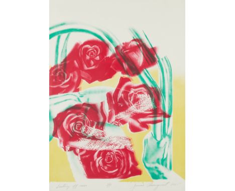 James Rosenquist (1933-2017). Lithograph on handmade Italian Magnani paper titled "Dusting off Roses" depicting six blooming 