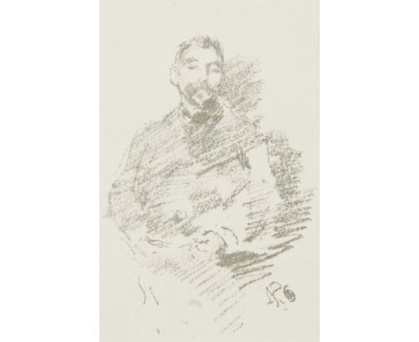 James McNeill Whistler (American, 1834-1903). Transfer lithograph titled "Stephane Mallarme" depicting the portrait of a well