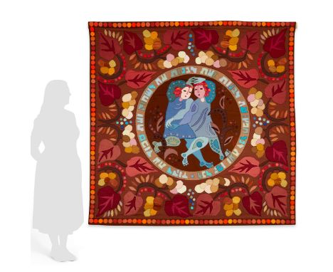 Kopel Gurwin (Israeli, 1923-1990). Mid-century Modern felt Judaica wall tapestry titled "For Everything It's Season" depictin