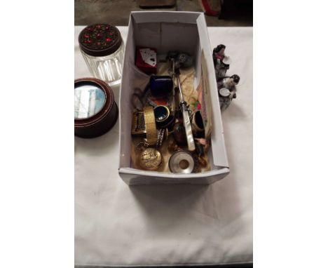 A selection of miscellaneous items to include enamel birds, a Mappin & Webb silver-plated salt, a gents Sekonda wristwatch, a