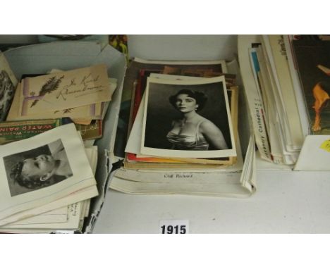 A quantity of mixed items including vintage party invites, First Day Covers, black and white television studio photographs, v