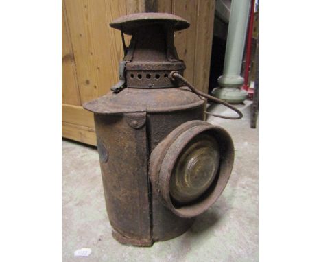 A vintage ex-Midland Railway Co Adlake signal lamp, with bullseye glass lens