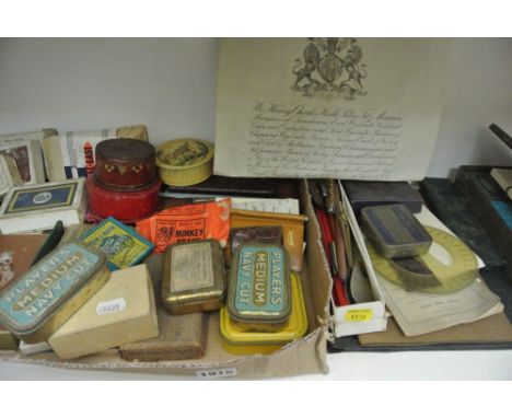 An interesting collection of miscellaneous items including a collection of vintage stationery items including letter wax, pen