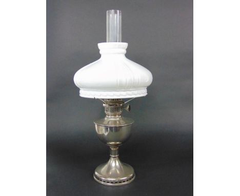 Famos incandescent lamp, with chrome base and glass shade, 60cm high including shade